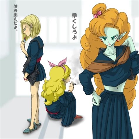 DBZ School Girls Zangya 18 Launch Dragon Ball Females Fan Art