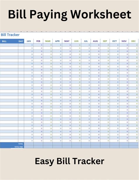 Monthly Bill Tracker Excel Spreadsheet - Etsy