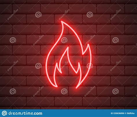 Neon Fire Icon Elements In Neon Style Icons Stock Vector