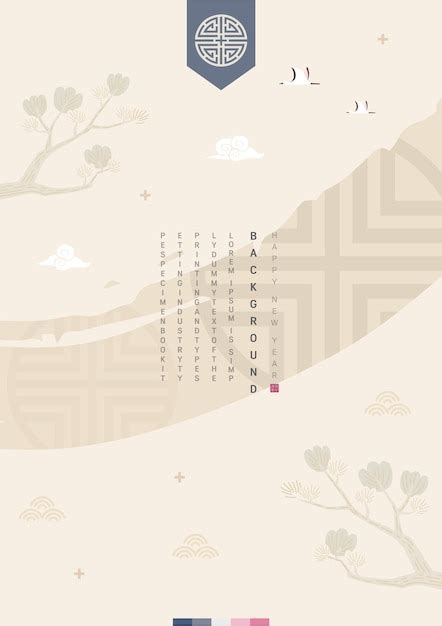 Premium Vector | Template with Korean tradition pattern background ...