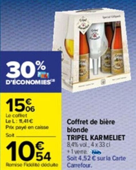 Promo Coffret de bière blonde tripel karmeliet chez Carrefour Market