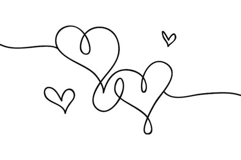 Premium Vector | Heart Continuous line art drawing Hand drawn doodle ...