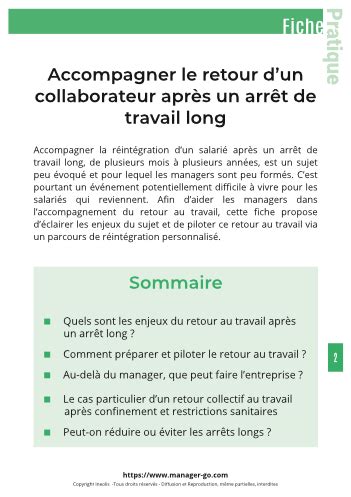 Comment accompagner le retour d un collaborateur après un arrêt long