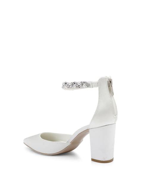 Badgley Mischka Rissa Ankle Strap Pointed Toe Pump In White Lyst