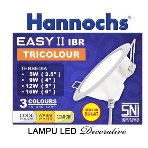 Jual Lampu Downlight LED EASY II III Bulat Kotak Hannochs Tricolour 3w