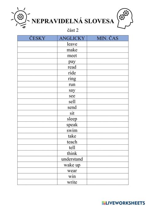 Irregular Verbs Part 2 Interactive Worksheet Live Worksheets