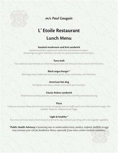 Calaméo Lunch Menu L Etoile