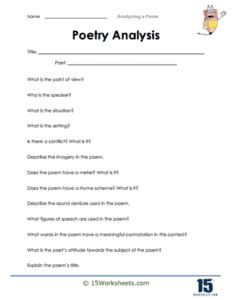 Analyzing A Poem Worksheets Worksheets