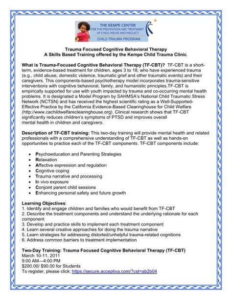 Trauma Focused Cognitive Behavioral Therapy A Skills Based