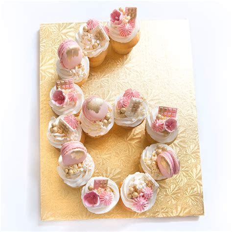 Pink & Gold Cupcake Number Cake | The Sugar Bakery