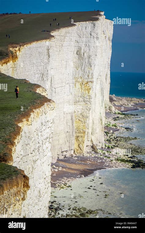 Famous Seven Sisters White Cliffs At The Coast Of Sussex England Stock