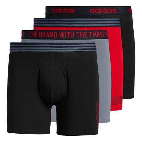 Adidas Mens Core Stretch Cotton Boxer Brief Underwear 4 Pack Black