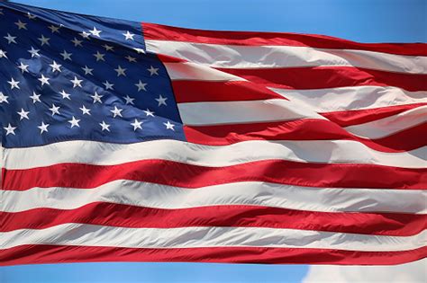 Waving Star And Striped American Flag Usa Stock Photo - Download Image