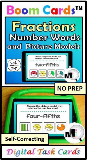 Fractions Number Words Picture Models Digital Task Cards Are