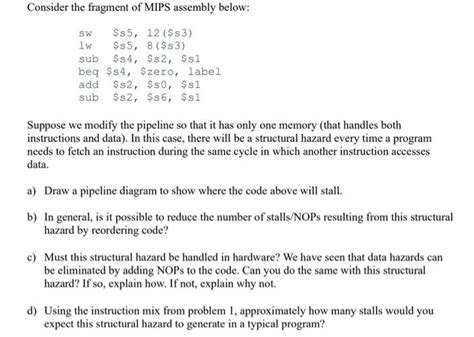 Solved Consider The Fragment Of MIPS Assembly Below Suppose Chegg