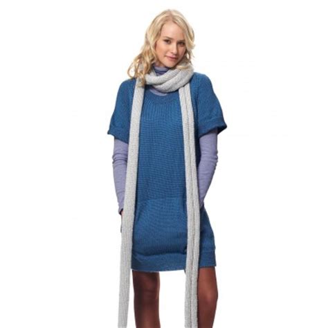 Dress With Kangaroo Pockets And Scarf Free Knitting Pattern Knitting Bee