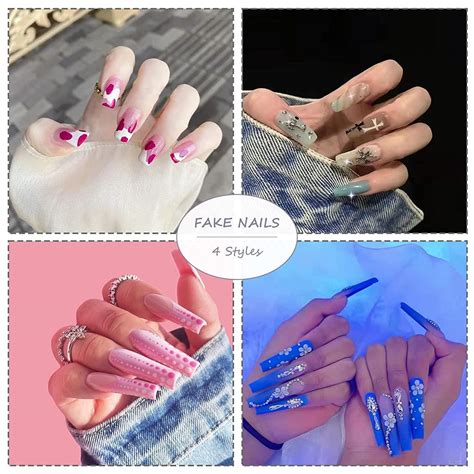 Babalal Pink French Tip Press On False Nails Square Glossy Squoval