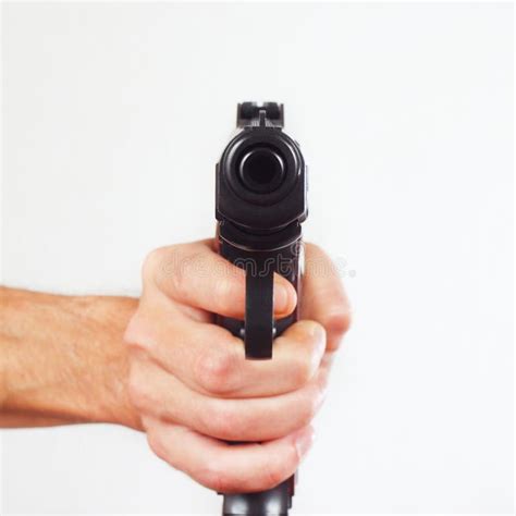 Hand With Gun Pointing Forward Close Up Stock Photo Image 45739306