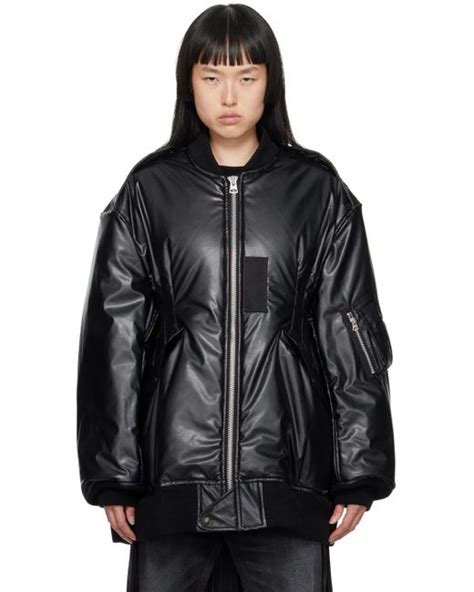 Blouson Aviateur Isol Noir En Cuir Synth Tique Junya Watanabe En