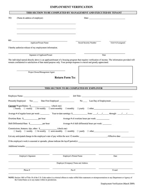 Fillable And Printable Employment Verification Form Printable Forms