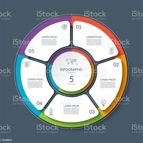 5가지 옵션 부품이 있는 인포그래픽 서클 비즈니스 인포그래픽을 위한 5단계 주기 다이어그램 프로세스 차트 프레젠테이션을 위한
