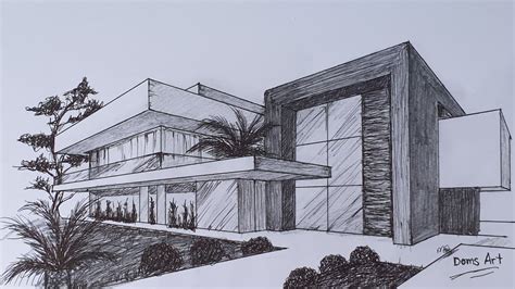 2 Point Perspective Drawing Modern House