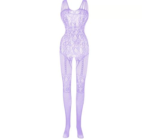 Bodystocking Straps Catsuit Dessous Blumenmuster Sexy Erotik Schritt