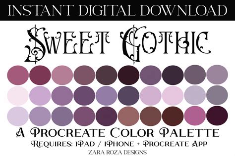 Sweet Gothic Procreate Color Palette Grafica Di Zararozadesigns