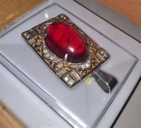 Pendant Batu Akik Pecah Seribu Merah Siam Thousands Crack Siamese Ruby