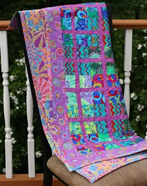 Modern Patchwork Quilt Done In Kaffe Fassett Fabrics By Poppety Quilt