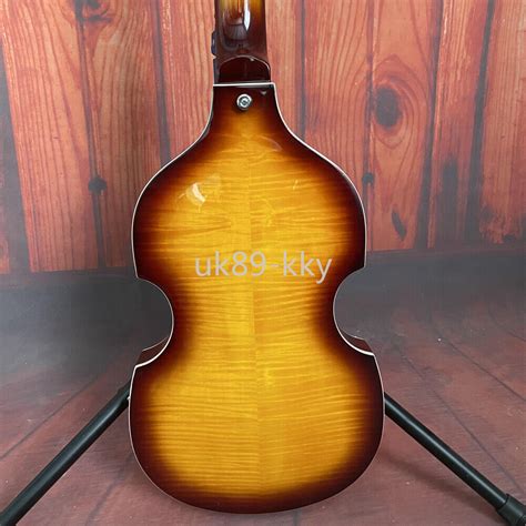 4 String Violin Bass Guitar Sunburst Hollow Body Jtb 2b Flamed Maple Top Ebay