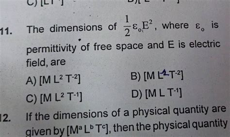 permittivity of free space and E is electric field, are | Filo