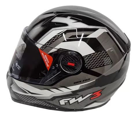 Capacete Moto Fw3 Gtx Fox Grafite Oculos Interno Top Parcelamento Sem