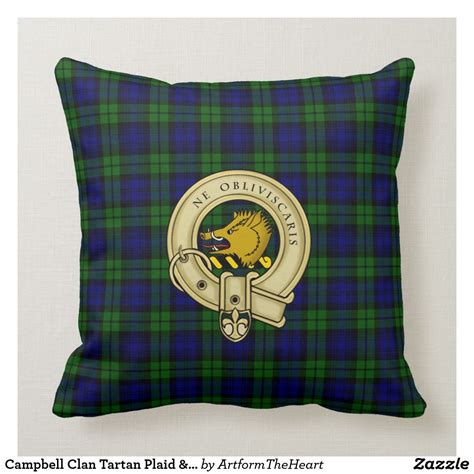 Campbell Clan Tartan Plaid & Family Crest Pillows | Zazzle | Tartan ...