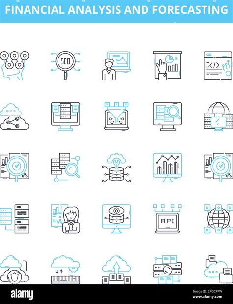 Financial Analysis And Forecasting Vector Line Icons Set Financial Analysis Forecasting