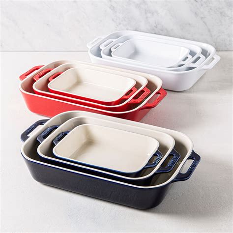 Staub En France Rectangular Bake Dish Set Of 3 White Kitchen