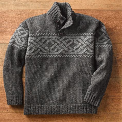 Charcoal Irish Celtic Wool Pullover Wool Sweater Men Knitwear Men