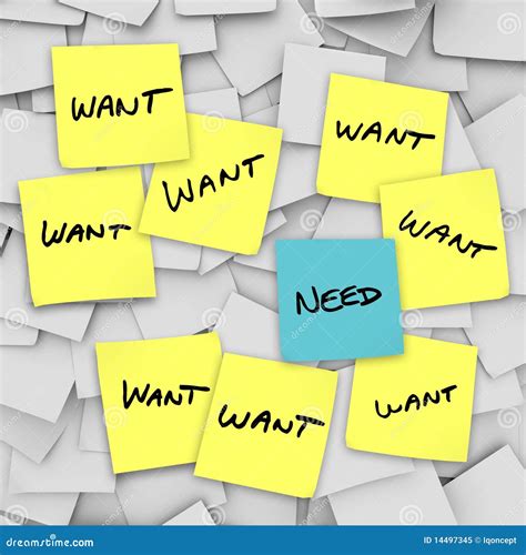 Wants Vs Needs Sticky Notes Stock Illustration Illustration Of Note