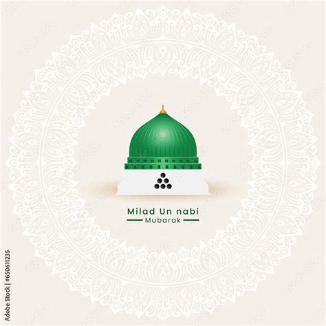 madina mosque dome masjid nabawi illustration for milad un nabi muhammad mawlid or maulid Stock ...