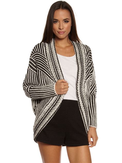 Chunky Stripe Cocoon Cardigan In Black And White Cocoon Cardigan Clothes Cardigan