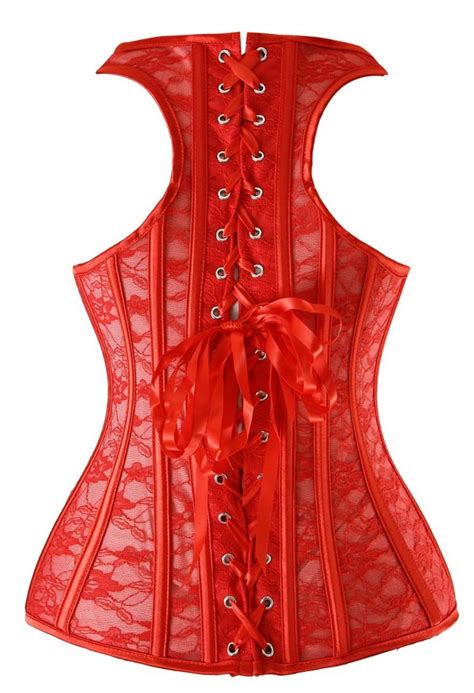 Classical Red Lace Square Neck Straps Waist Training Vest Corset N10000