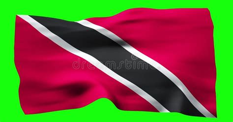 Flag Of Trinidad And Tobago Realistic Waving On Green Screen Seamless