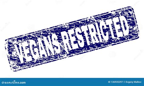 Scratched Vegans Restricted Framed Rounded Rectangle Stamp Stock Vector