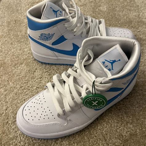 Jordan 1 Mid UNC (W) 🤍 Brand new from StockX, never... - Depop