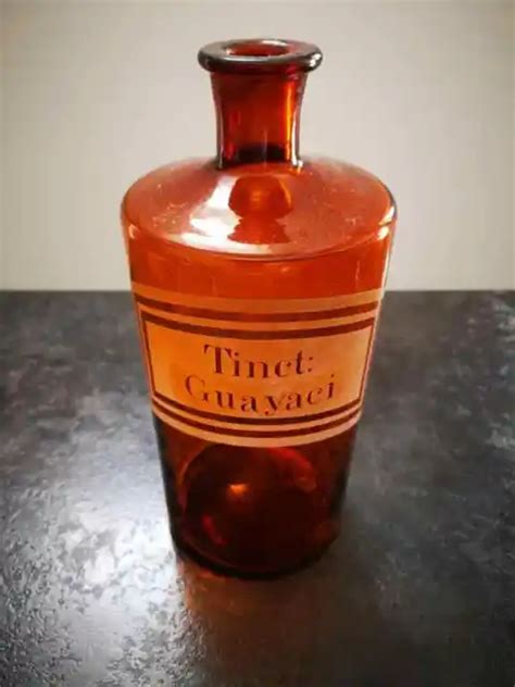 Ancien Flacon Bouteille Ambr E Pharmacie Apothicaire Tinct Guayaci