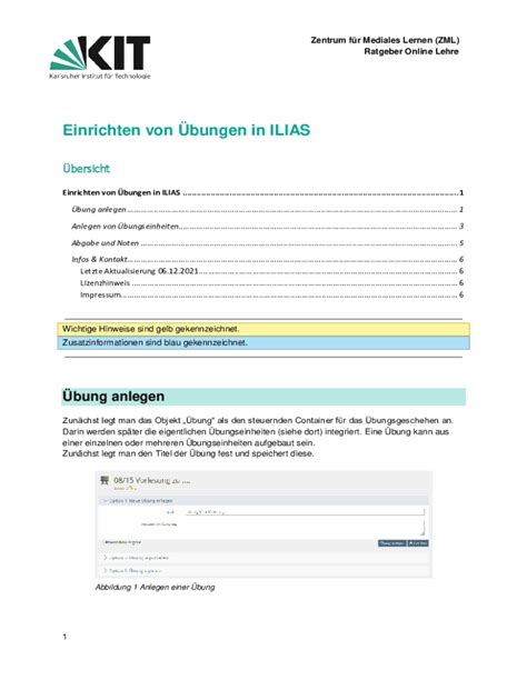 Ausf Llbar Online Einrichten Von Bungen In Ilias Karlsruhe Fax Email