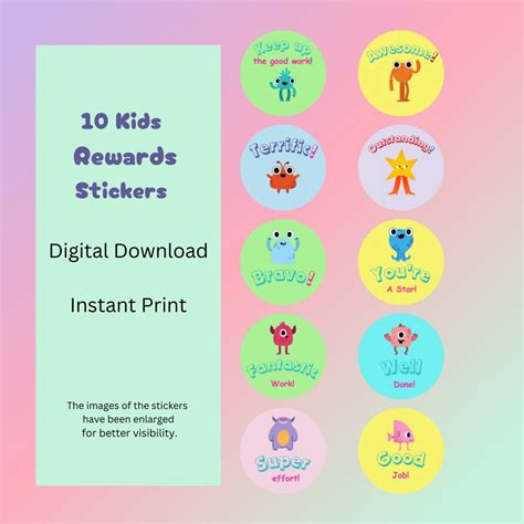 10 Cute Monsters Stickers for Kids, Stickers for Teachers, Reward ...