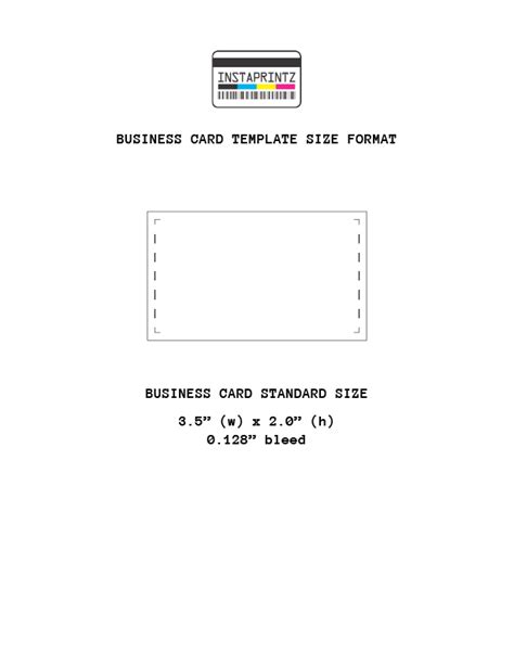 Business Card Size Chart – Instaprintz