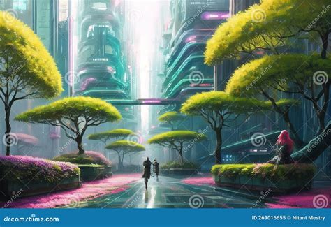 Futuristic Cyberpunk City Background Future Landscape Generative Ai