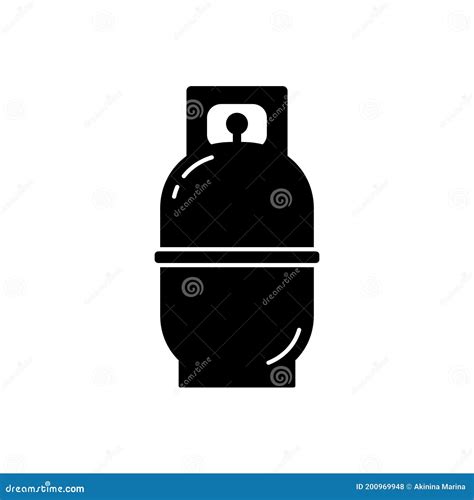 Silhouette Gas Cylinder Outline Icon Of Canister Or Bottle With Butane